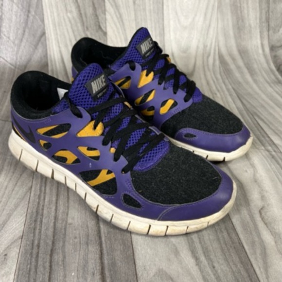 Nike Womens Free Run 2 Ext Running Shoes Black Purple 536746-015 Lace Up 7.5M - Picture 1 of 12